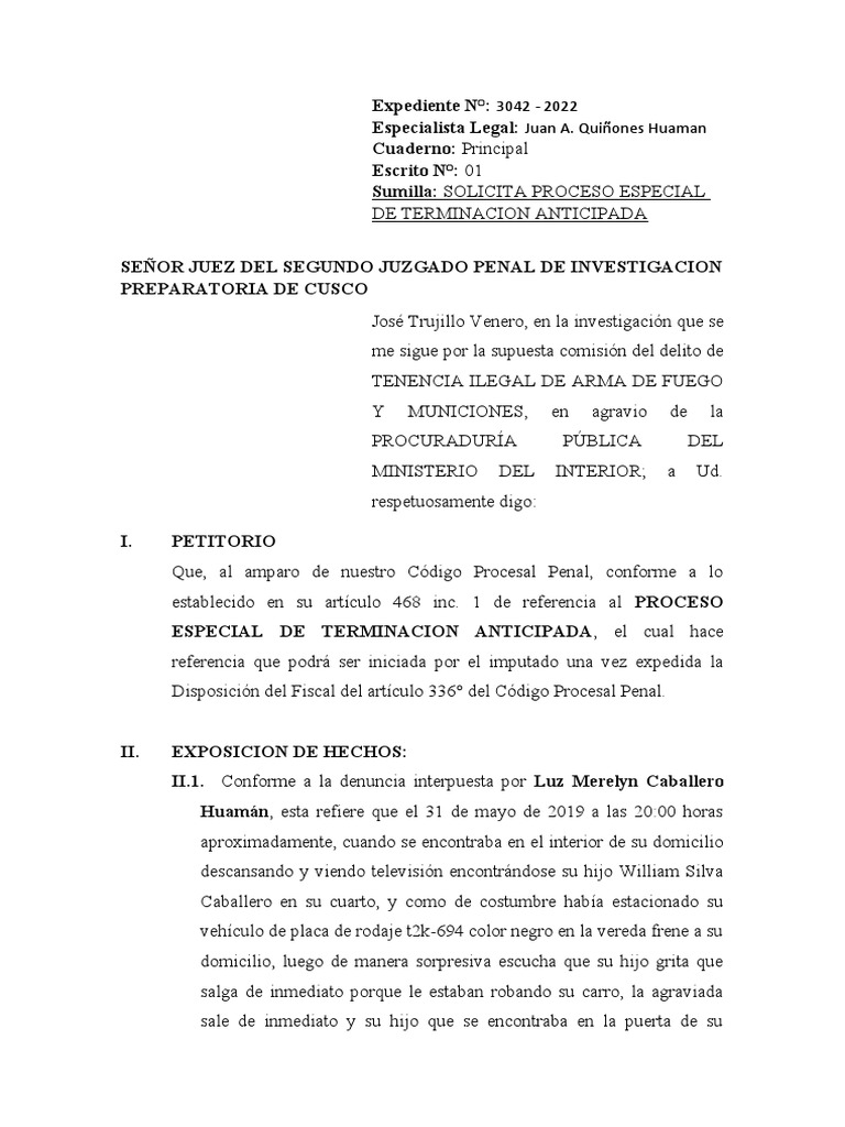 Terminacion Anticipada | PDF | Castigos | Derecho penal