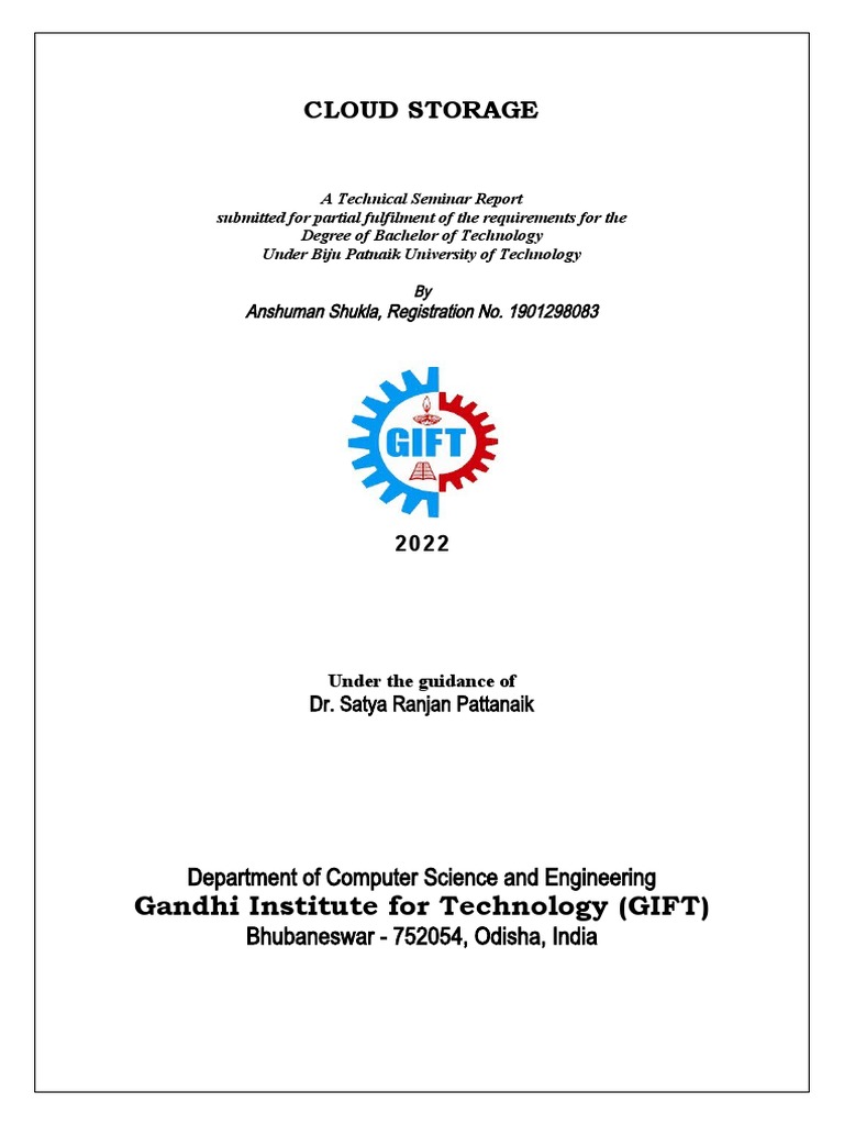 Cloud Storage Seminar | PDF | Art | Technology & Engineering