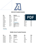 ACHS Football Schedule - 2018