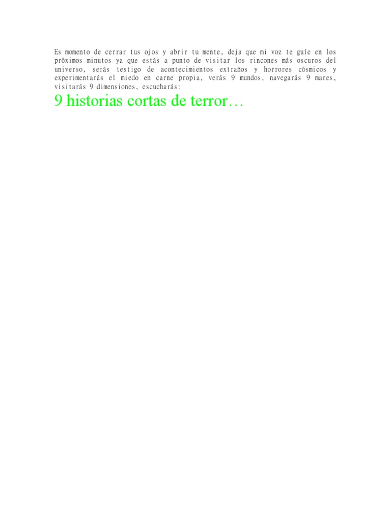 9 Historias Cortas de Terror | PDF | Poesía
