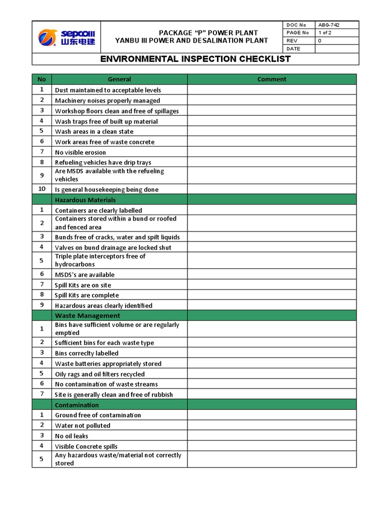 environment-inspection-checklist-pdf