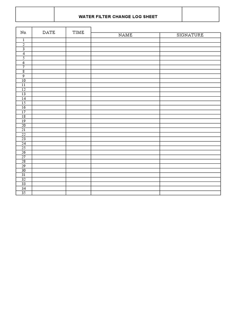 Water Filter Log PDF