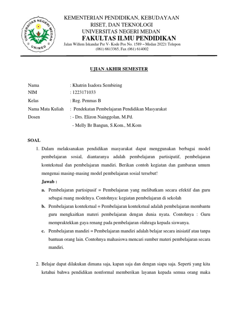 Uas Khatrin Pendekatan Penmas | PDF