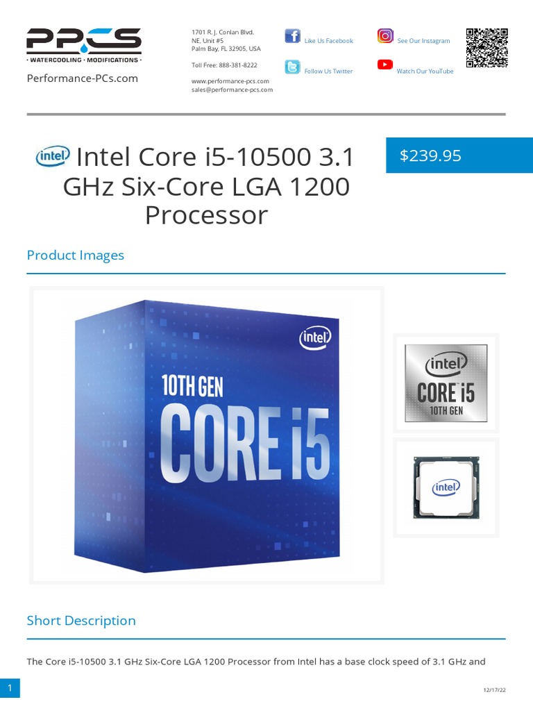 Intel Core I5 10500 3 1 GHZ Six Core LGA 1200 Processor | PDF | Central ...