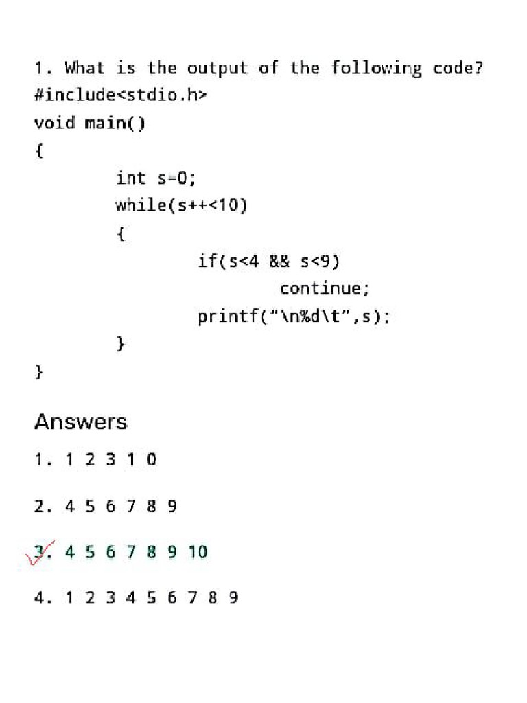 C Programming Quiz 3 - Loop, Jump Statements | PDF