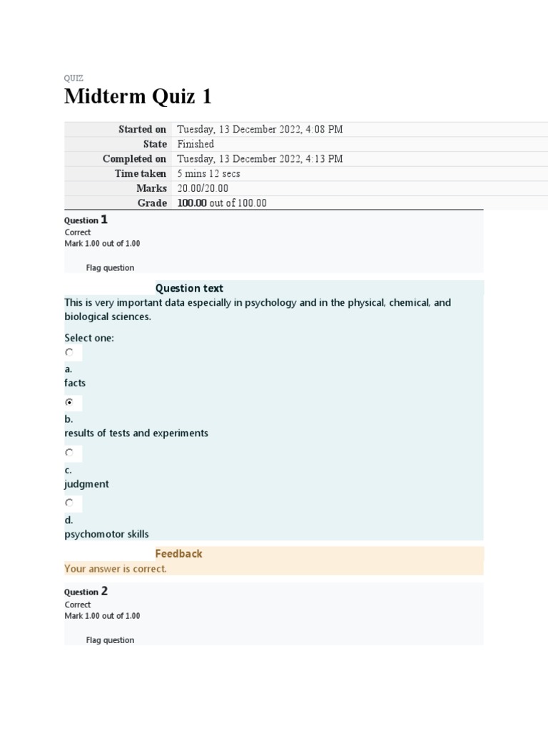 Midterm Quiz on Questionnaire Design | PDF | Feeling | Attitude ...