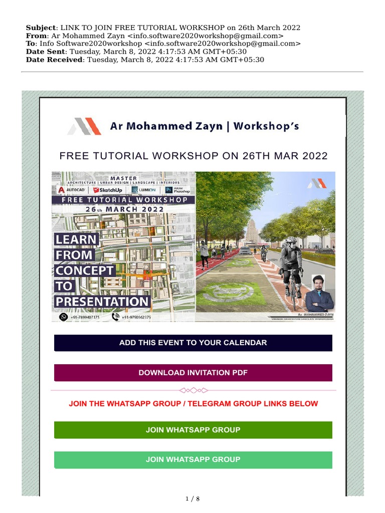 Link To Join Free Tutorial Workshop On 26th March 2022 | PDF | Software ...