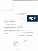 Advertisement - Requirement for Office Assitant in IISJubail