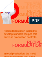 Recipe Formulation Foodservice