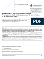 Five Methods of Breast Volume Measurement A Comparative Study of Measurements of Specimen Volume in 30 Mastectomy Cases