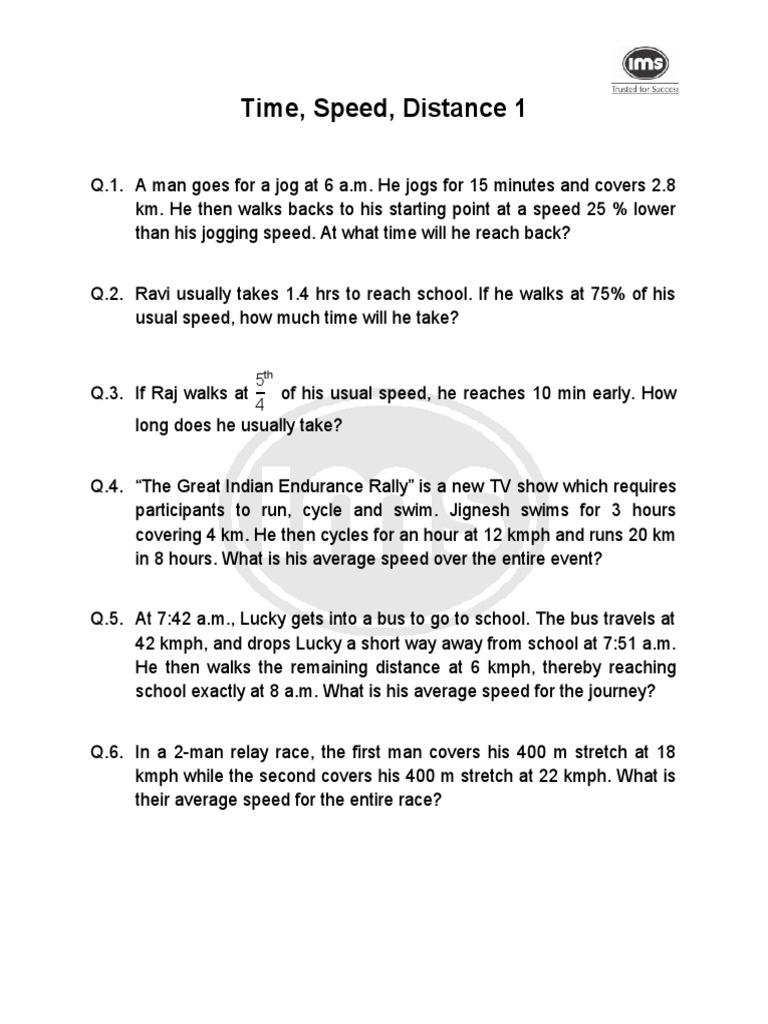 Time Speed Distance 1 | PDF | Speed | Train