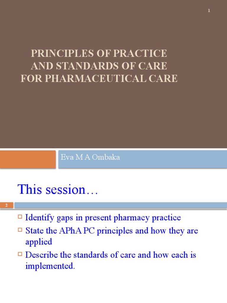 Principles of Practice For Pharmaceutical Care | PDF | Pharmacy ...