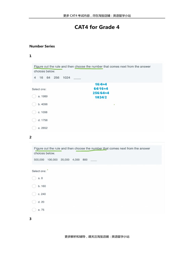 CAT4 For G4-07-Number Series | PDF