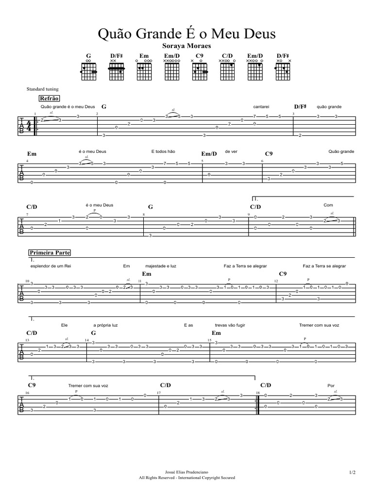 QUÃO GRANDE É O MEU DEUS - Soraya Moraes - Fingerstyle Gospel Fácil | PDF