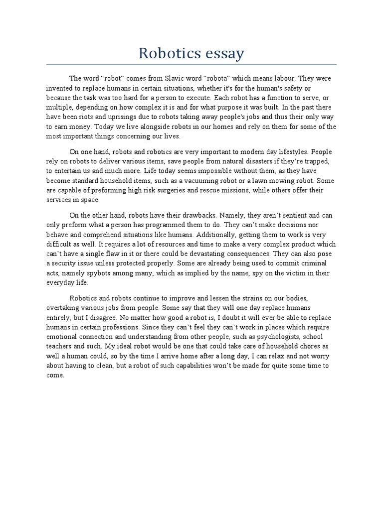 robotics essay pdf