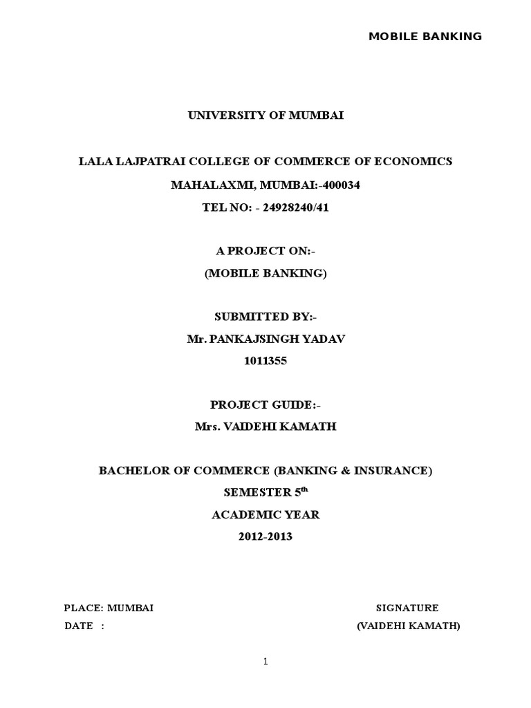 Mobile Banking Project Overview | PDF | Banks | Mobile Phones