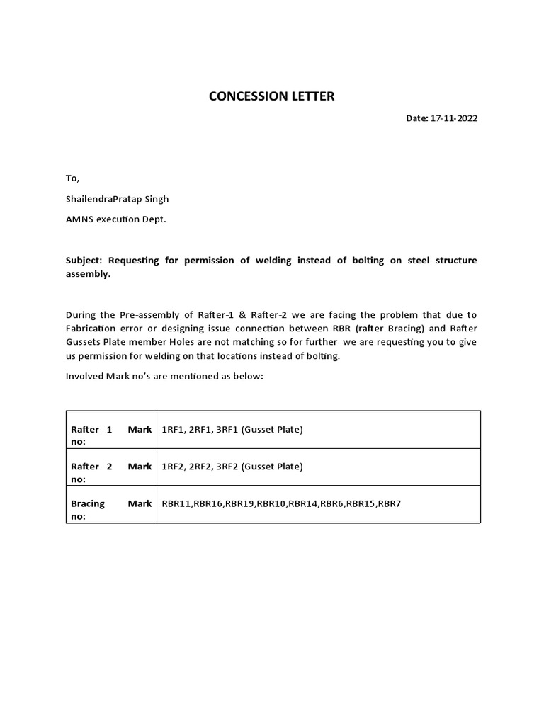 Concession Letter PDF