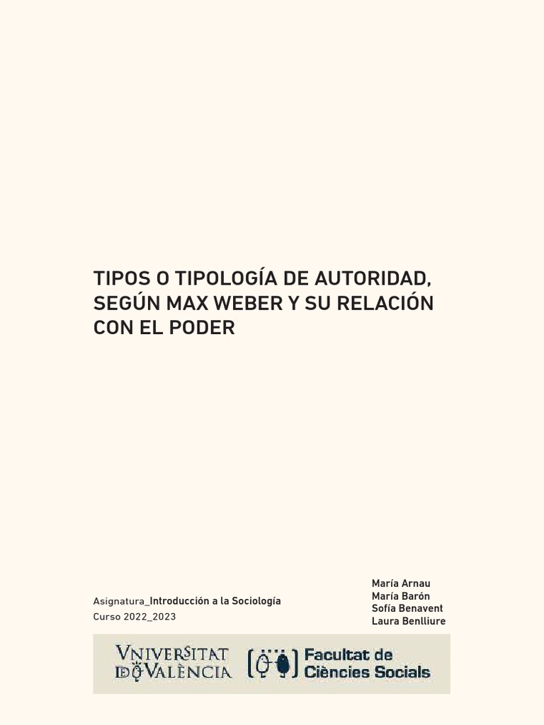 Tipos de autoridad según Max Weber | PDF | Max Weber | Ciencias Políticas