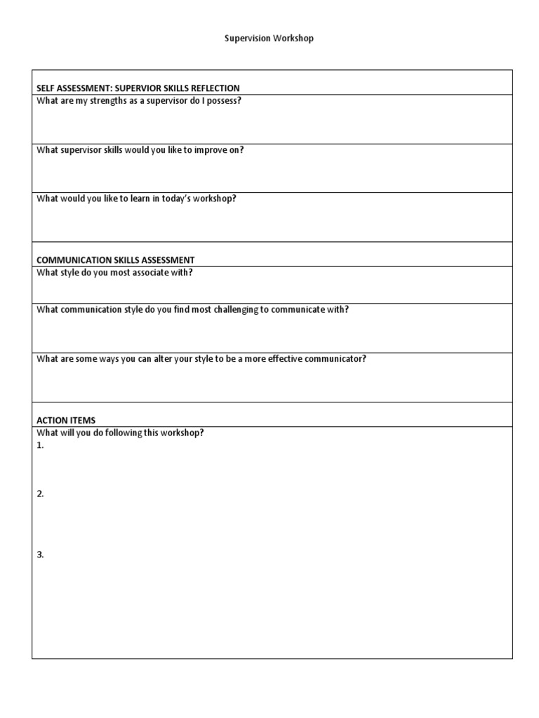 Supervisor Skills Self-Assessment Guide | PDF | Mental Disorder ...