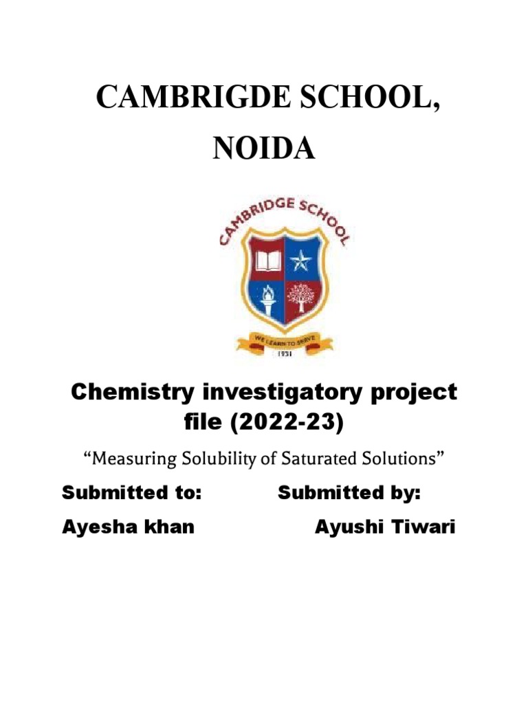 Chemistry Project PDF Water Solubility