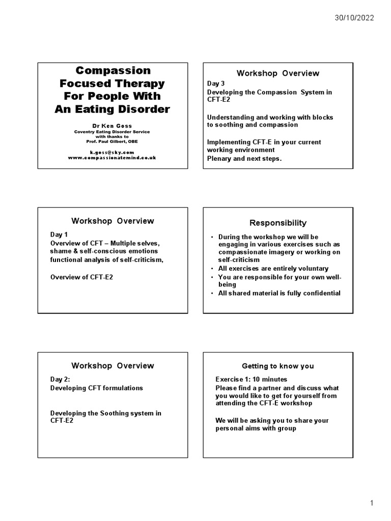 CFT for Eating Disorders Workshop Overview | PDF | Compassion | Emotions