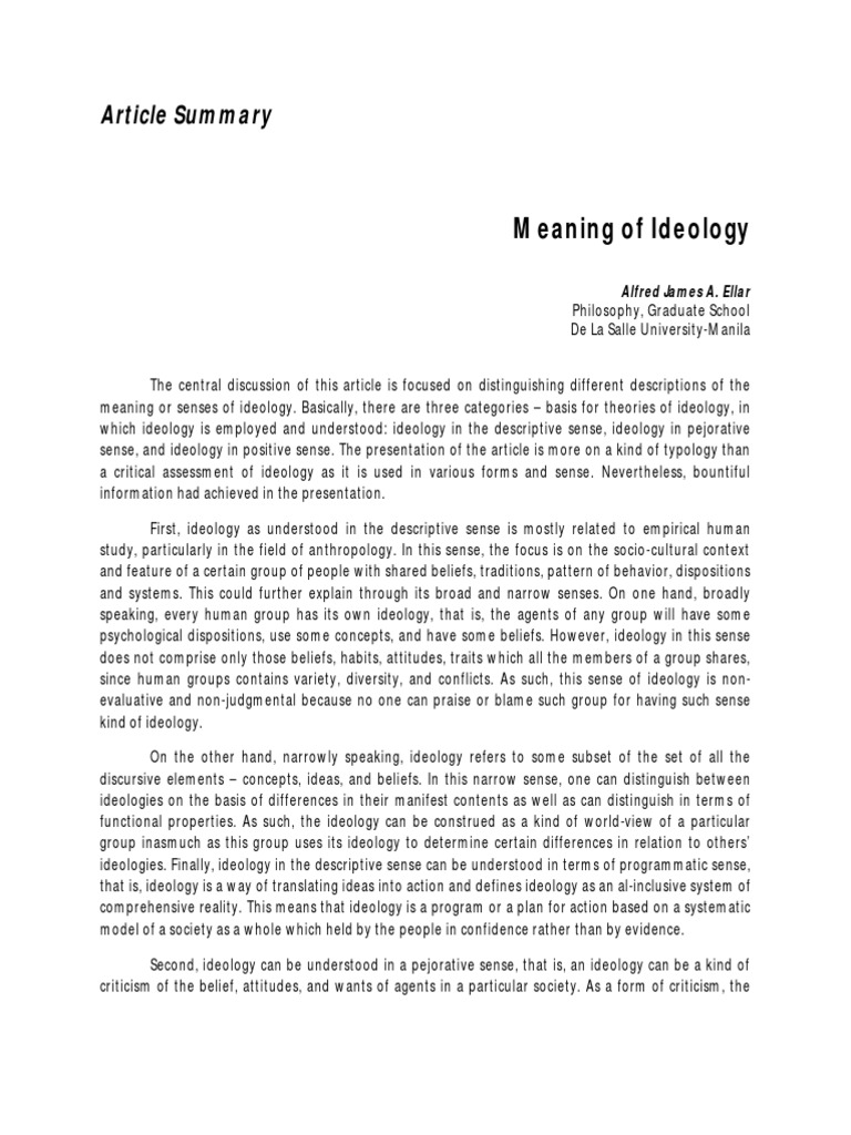 political ideology meaning essay