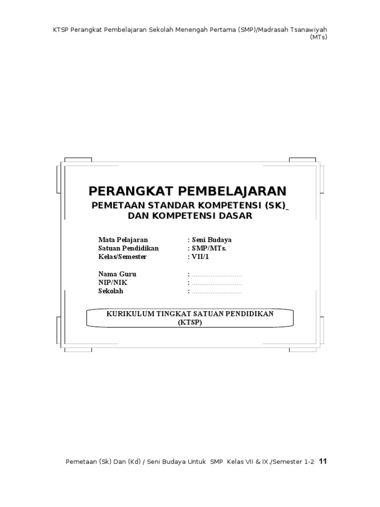 2 PEMETAAN SK SENI BUDAYA SMP