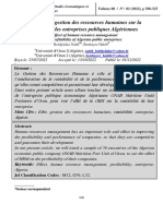 L'Effet de La Gestion Des Ressources Humaines Sur La Rentabilité Des Entreprises Publiques Algériennes