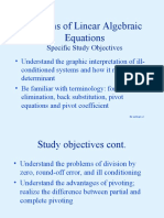 Systems of Linear Algebraic Equations: Specific Study Objectives