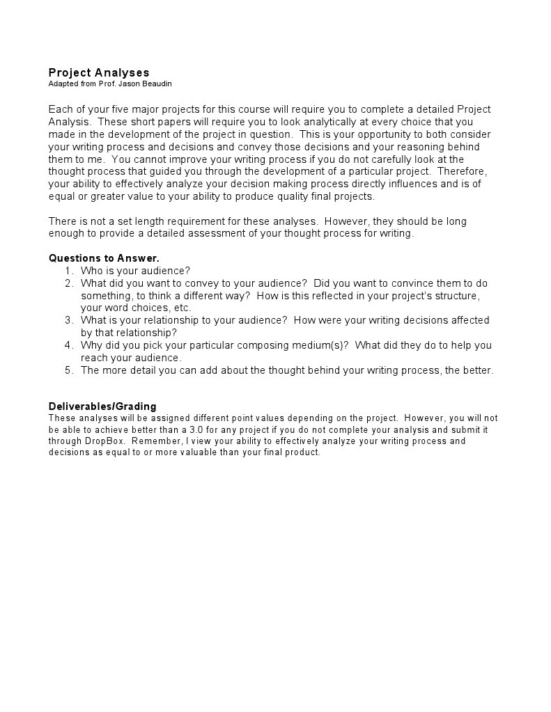 Project Analysis Guidelines for Writers | PDF | Career & Growth | Business