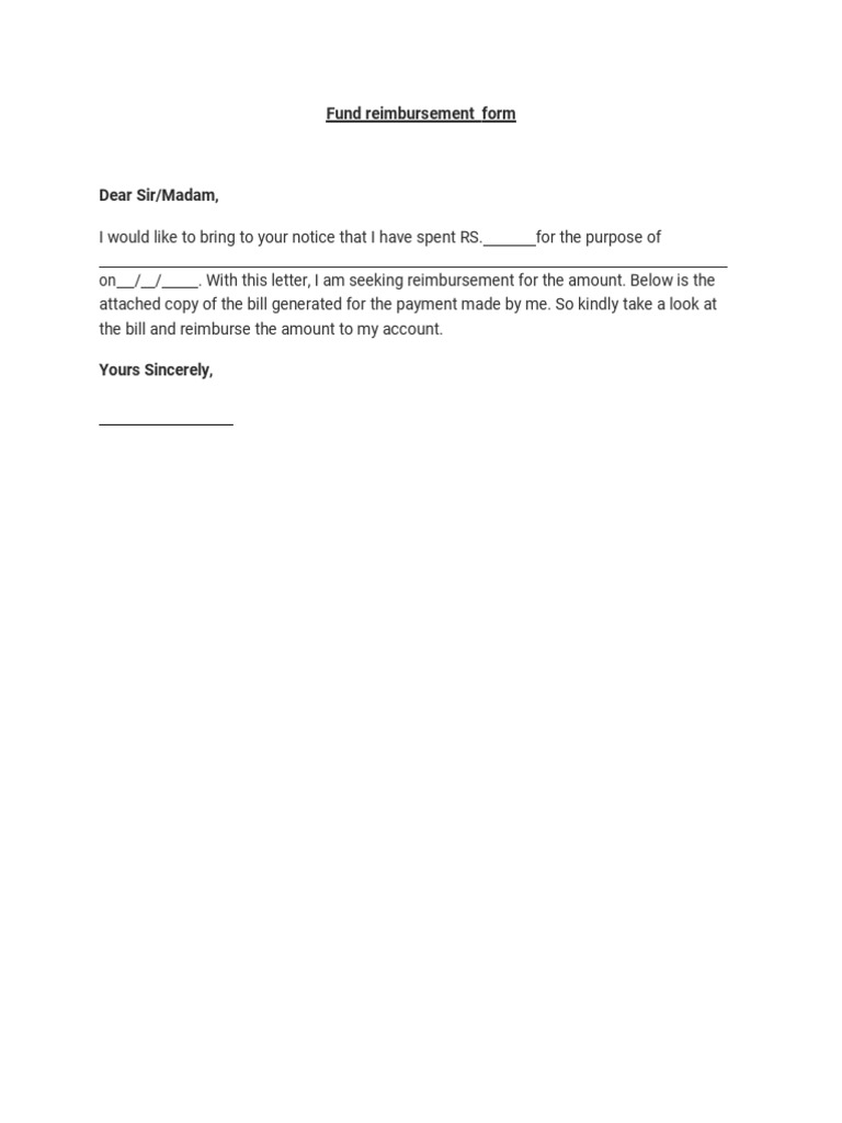 Fund Reimbursement Form PDF