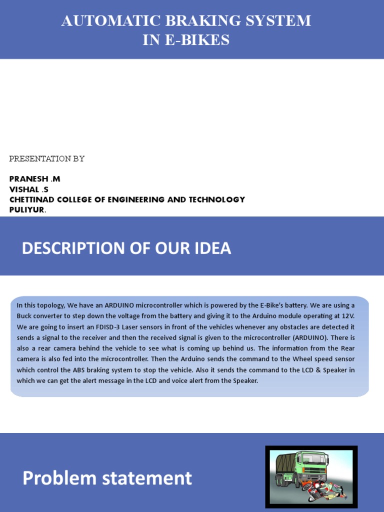 Automatic Braking System in EBikes PDF Anti Lock Braking System