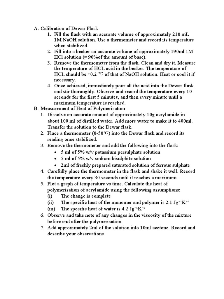 Calibration of Dewar Flask PDF