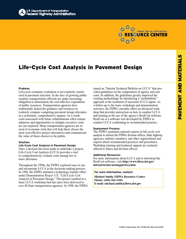 Life-Cycle Cost Analysis in Pavement Design | PDF | Life Cycle ...