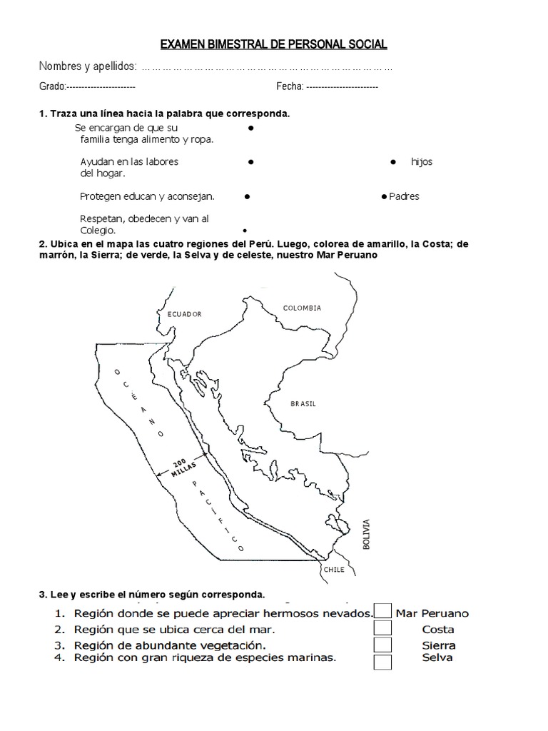 Examen Bimestral de Personal Social | PDF