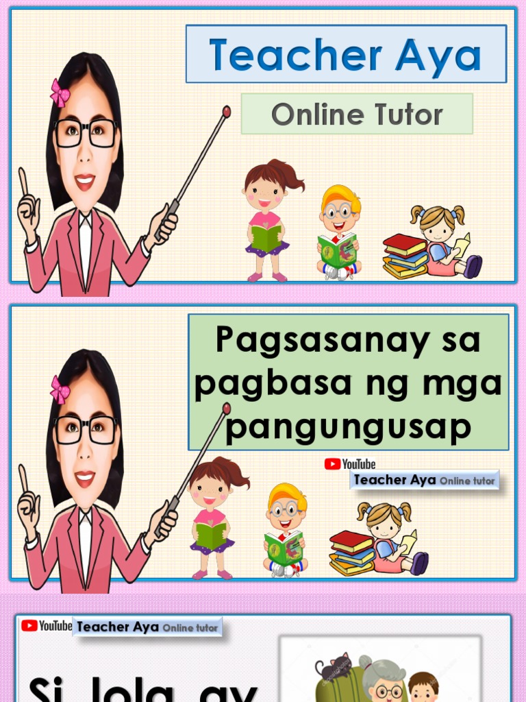 Pagsasanay Sa Pagbasa Ng Pangungusap Teacher Aya Online Tutor Pdf