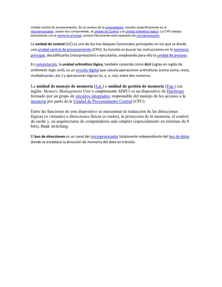 Unidad Central de Procesamiento | PDF