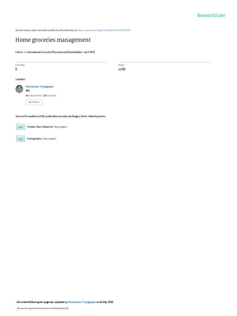 An Intelligent Home Grocery Management System Using IoT PDF