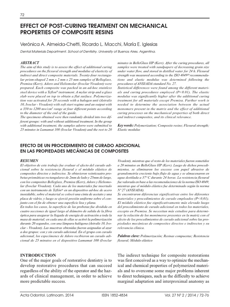 7 ARTIGO Efeito Do Tratamento PósCura Nas Propriedades Mecânicas de Resinas Compostas PDF