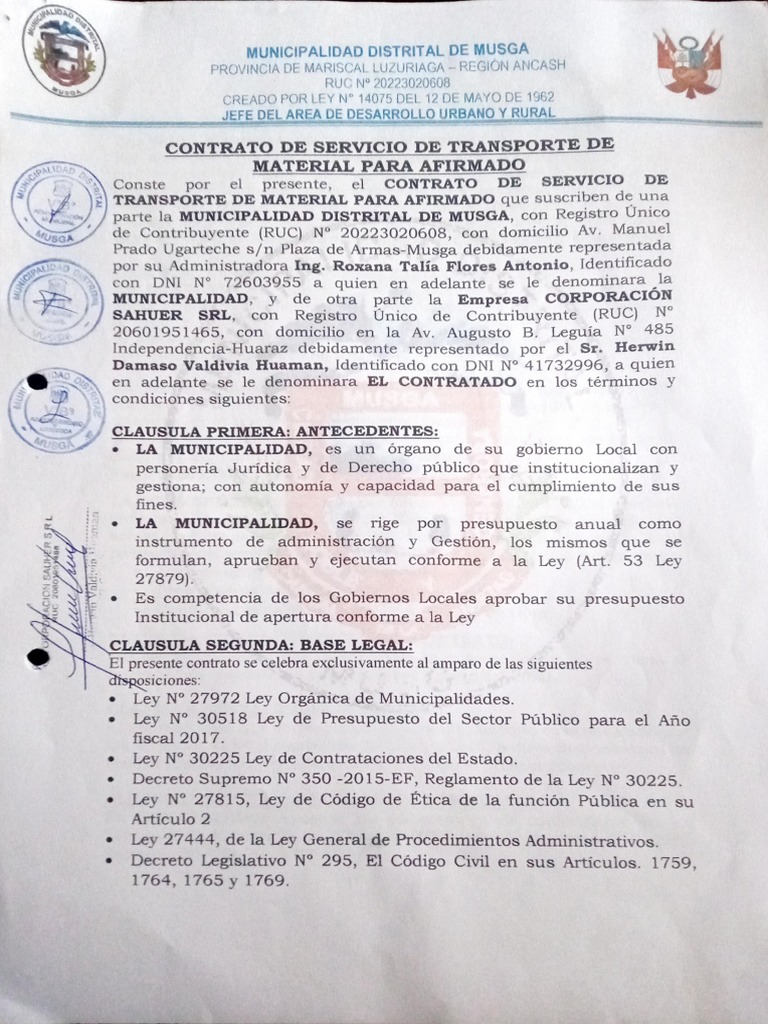 Contrato de Transporte en Musga | PDF | Gobierno local | Gobierno