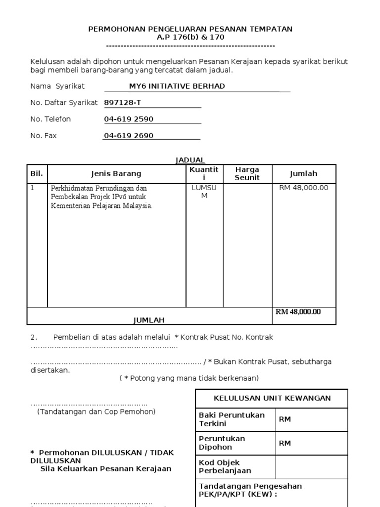 Borang Pengeluaran Lo My6 Pdf