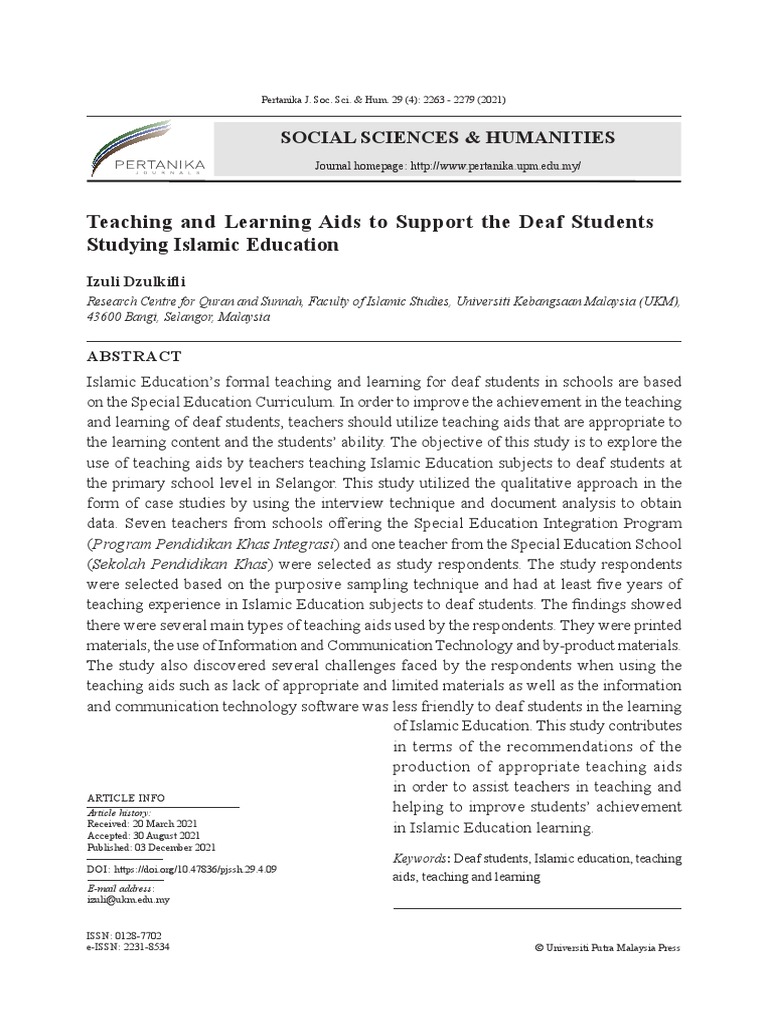 Teaching and Learning Aids To Support The Deaf Students Studying PDF