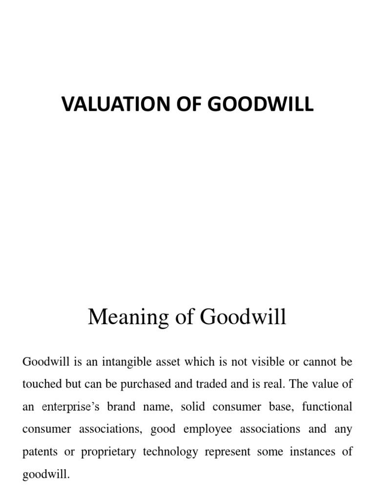 Understanding Goodwill Valuation Methods | PDF
