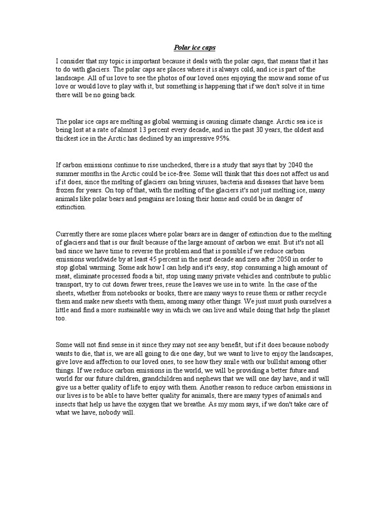 The Melting Polar Ice Caps Causes, Consequences, and Actions We Can