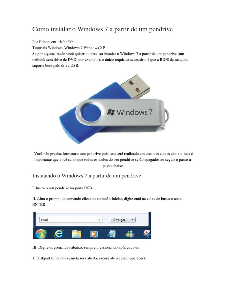 como instalar windows 7 com pendrive