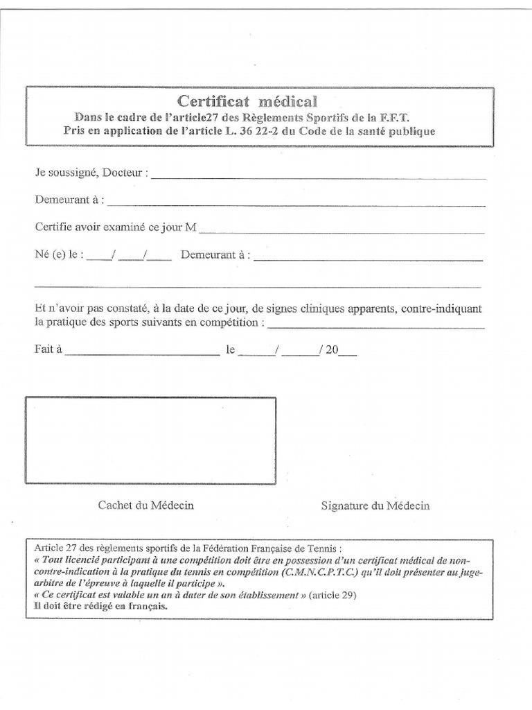 Certificat Medical PDF