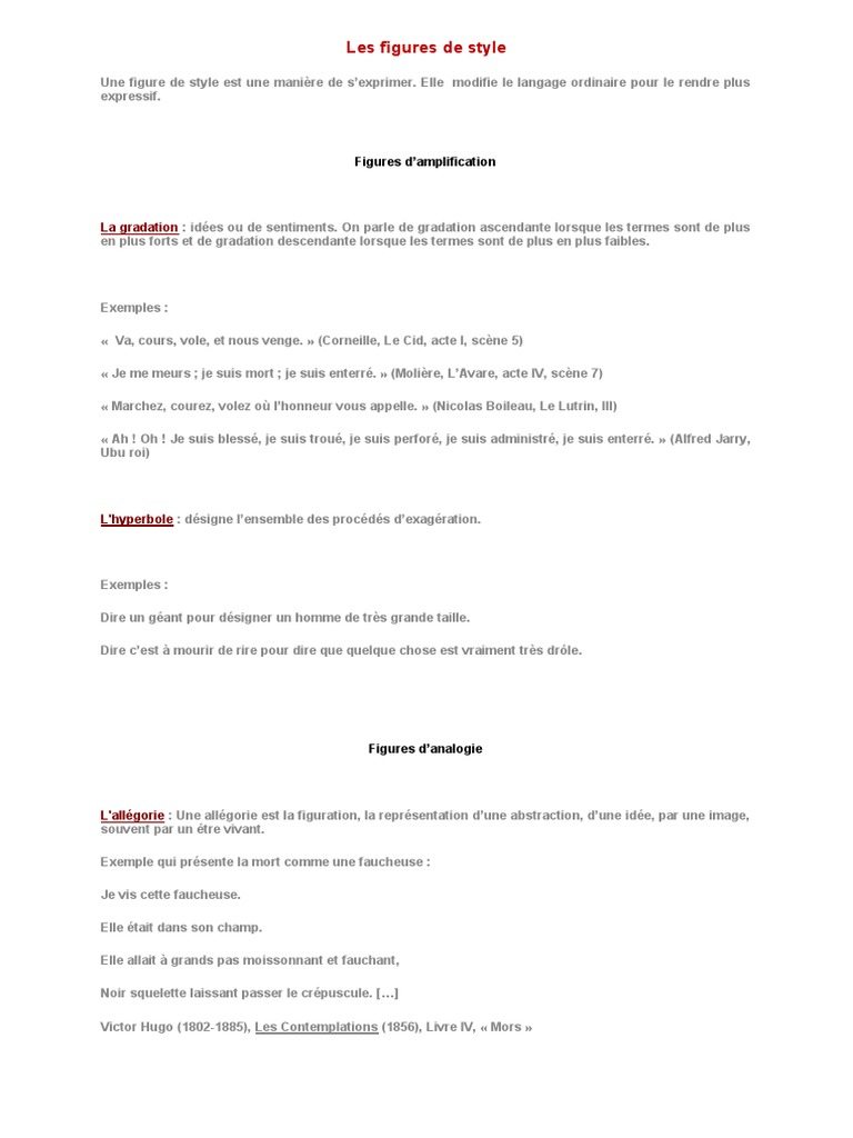 Figures de style en français | PDF | Métaphore | Techniques de rhétorique