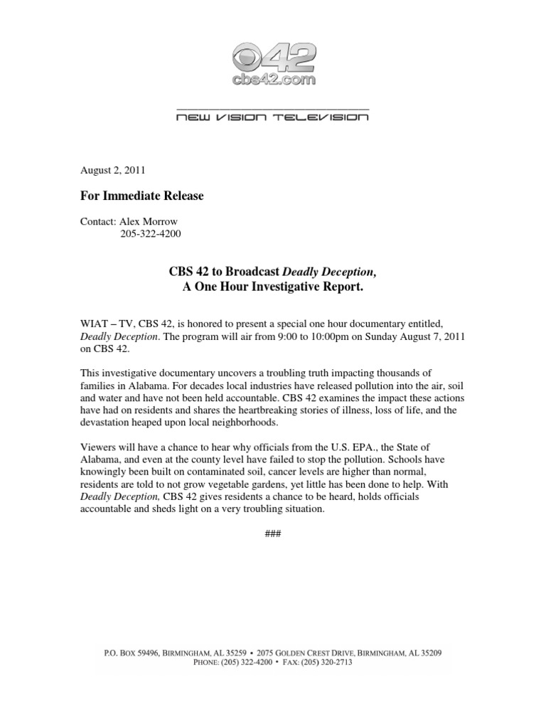 CBS 42's Deadly Deception Documentary | PDF | Law | Science & Mathematics