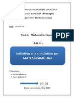 Initiation A La Simulation Par Matlab/Simulink: Module: Machines Electriques TP 01