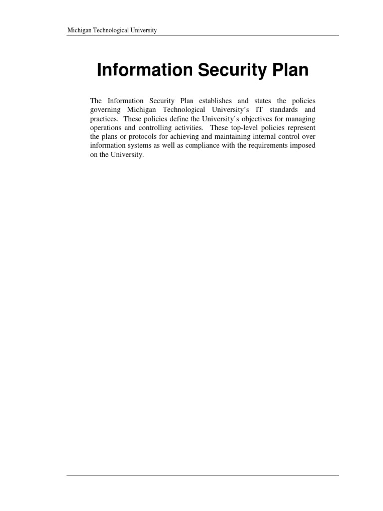 Michigan Tech Information Security Plan | PDF | Information Security ...